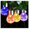 Garden Cracked Glass Ball Hanging Solar Lights with Handle and Clip